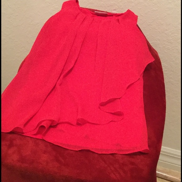 NY and Company Magenta Sleeveless Frilly Top‎ - Picture 2 of 4